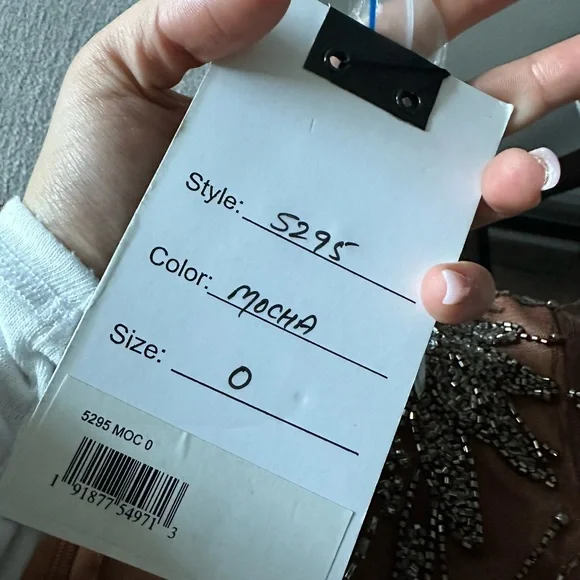 NWT MacDuggal Beaded Long Sleeve Wrap Over Midi Dress - Picture 4 of 4